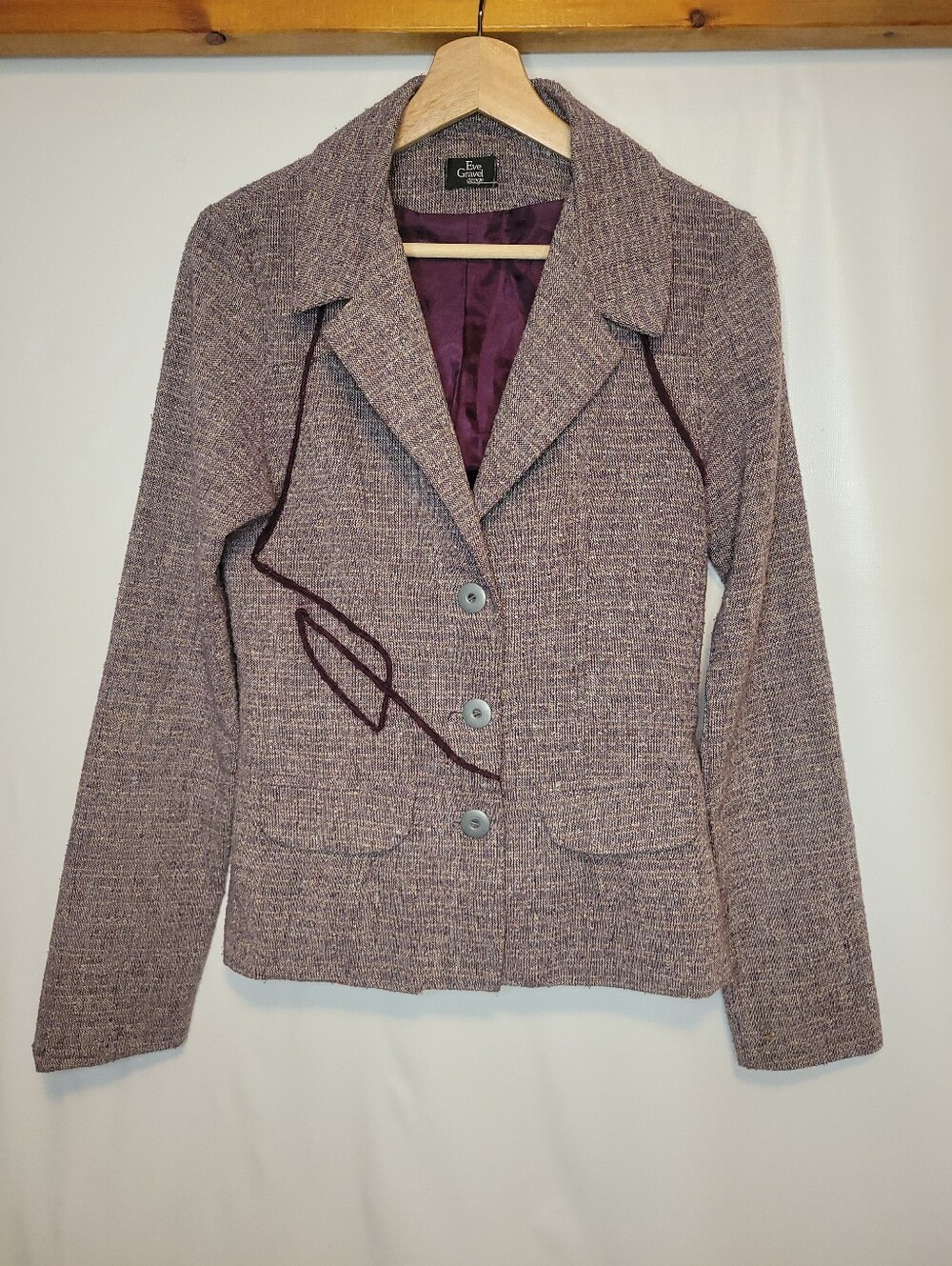 Vintage Eve Gravel Purple Tweed Blazer Jacket